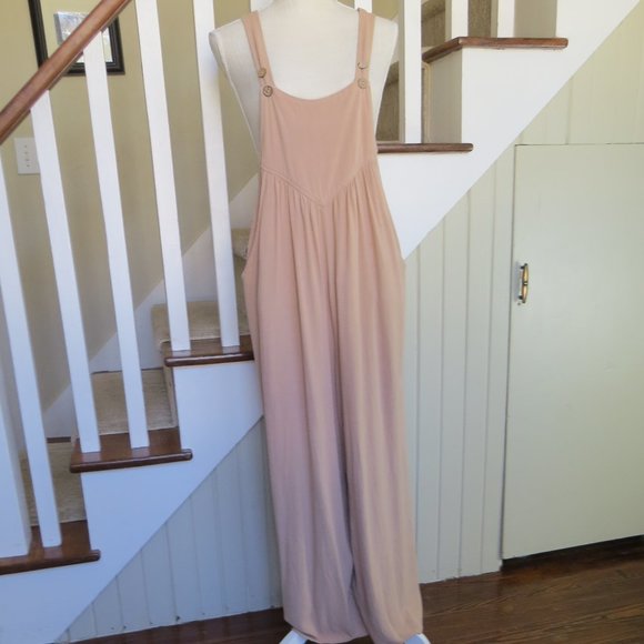 Kori Pants - KORI Linen Blend Baggy Overalls Jumpsuit with Pockets SIZE SMALL  Taupe